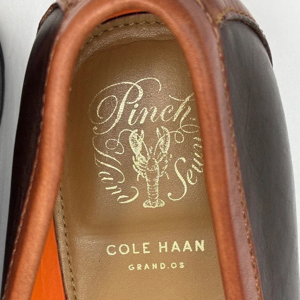 Cole Haan Men's Two-Tone Brown Leather Penny Loafers Dress Casual Shoes Size 10
